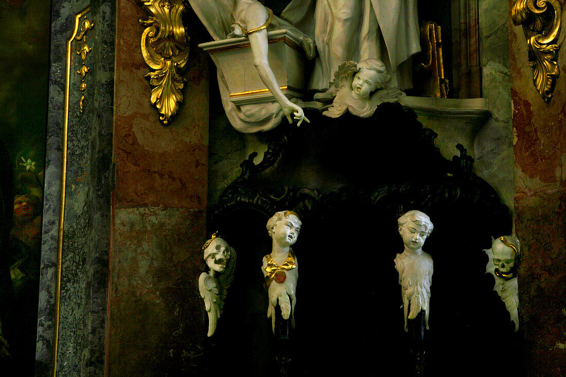 Confessional box with putti, Asam Church of St. Johann Nepomuk, Munich, Bavaria, Germany