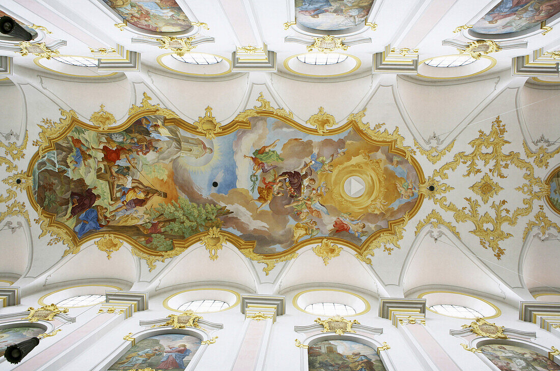 Ceiling fresco, St. Peter church, Munich, Bavaria, Germany