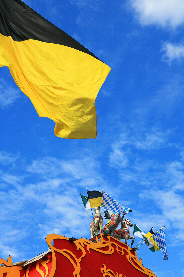 Roof of a beer tent, Oktoberfest, Munich, Bavaria, Germany