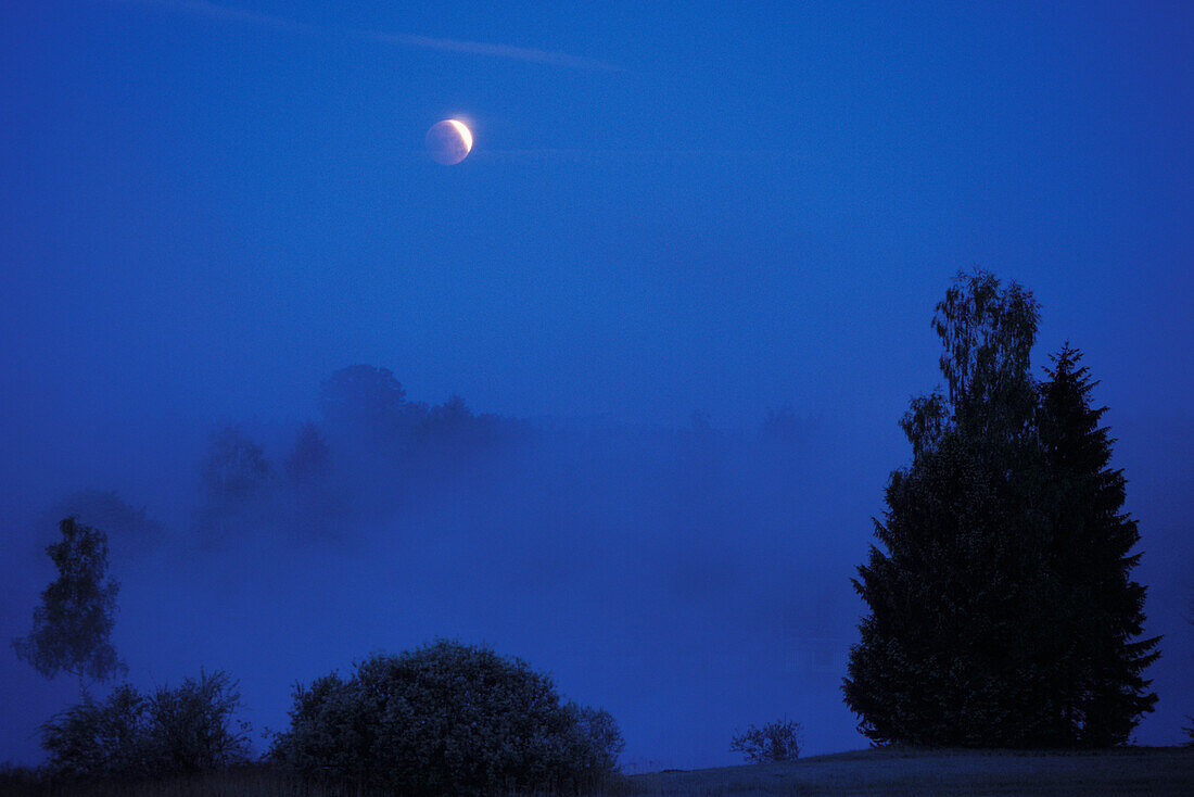Partial lunar eclipse, 2003, Penzberg, Upper Bavaria, Germany, Europe