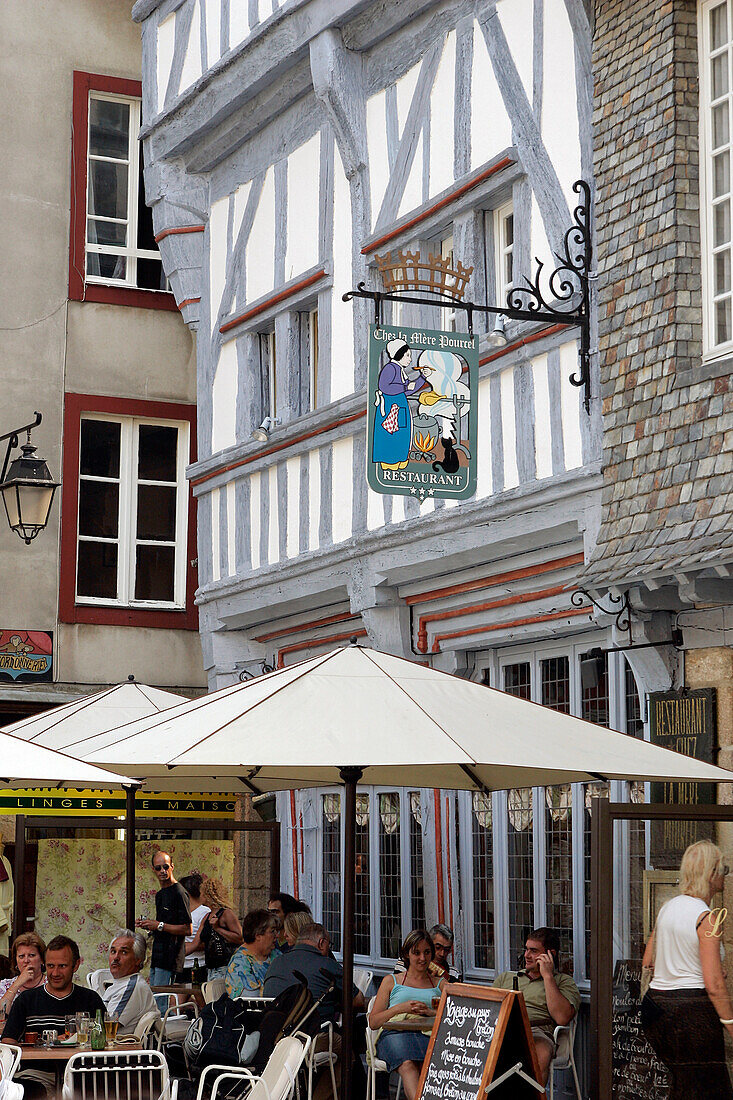 Restaurant 'Chez La Mere Pourcel', Medieval Town Of Dinan, Cotes D'Armor (22), Bretagne, France