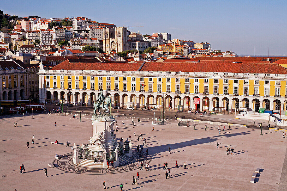 Statue Of Dom Joao I, Praca Do Comercio, Commerce Square And Se Cathedral, Alfama And Baixa Neighborhood, Lisbon, Portugal, Europe