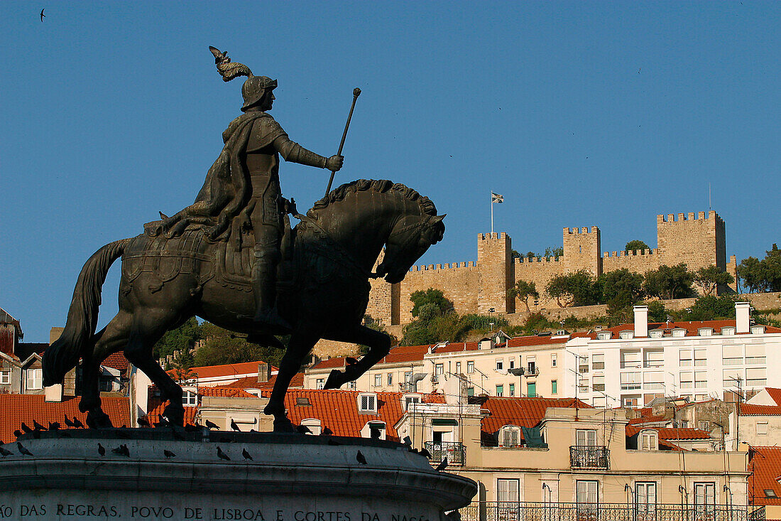 Praca De Figueira And Castello De Sao Jorge, Lisbon, Portugal