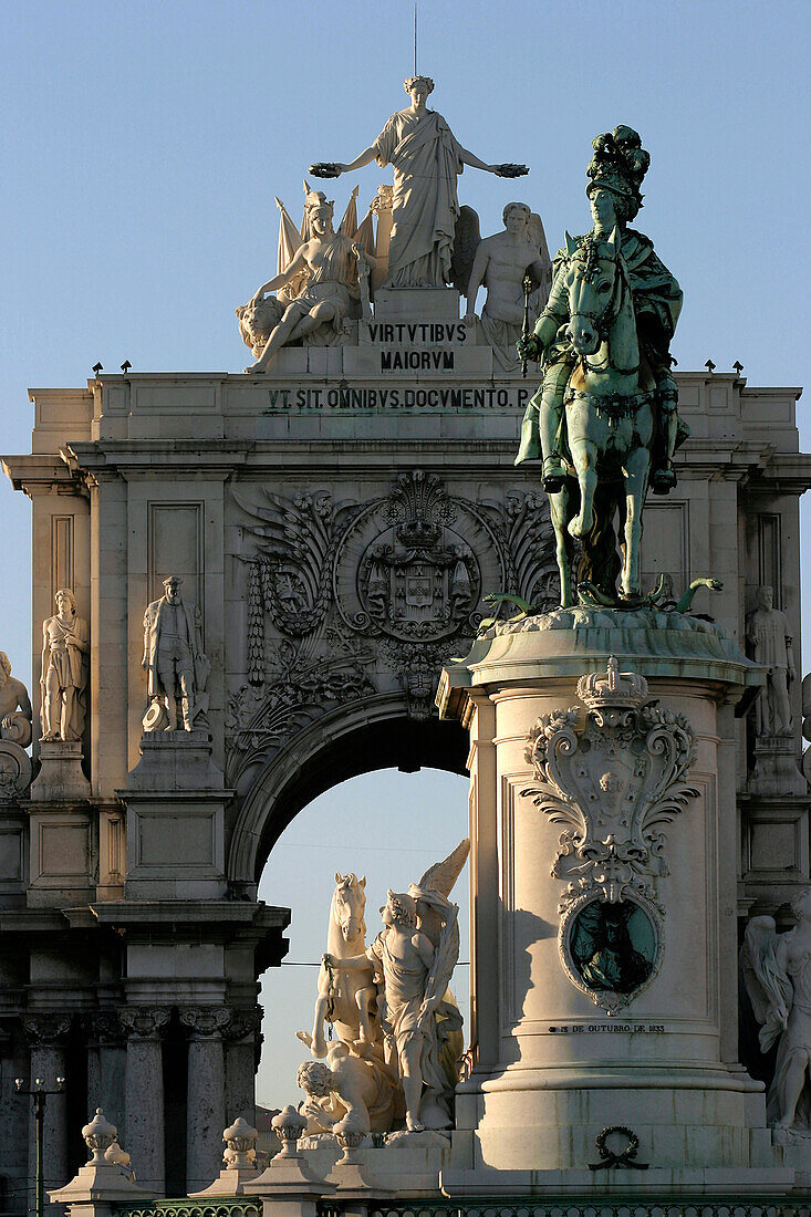 Statue Of King Jose I, Commerce Square, (Placa Do Comercio), Rossio Quarter, Lisbon, Portugal