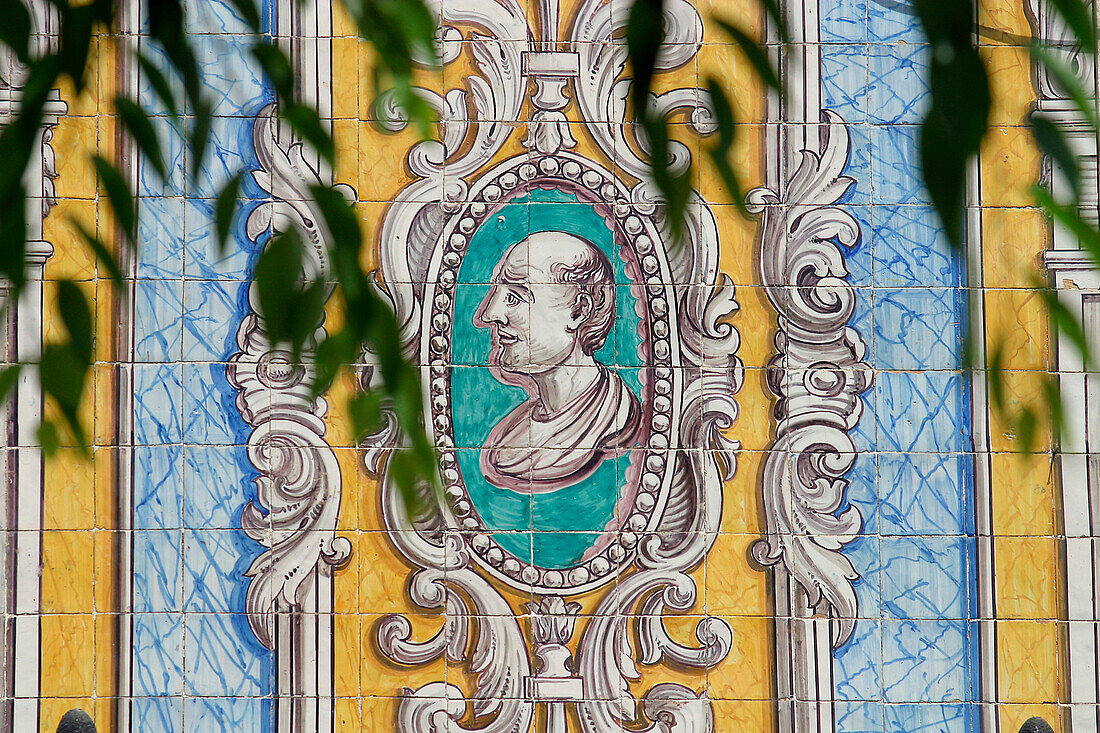 Azulejos On The Facade Of A House, Largo Da Graca, Lisbon, Alfama District, Portugal