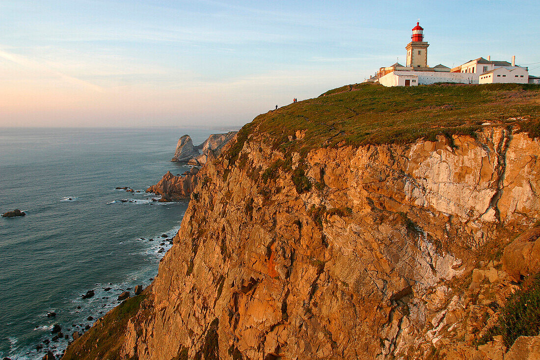 Lighthouse On Cabo Da Roca (Rocky Cape), Steep Cliff 150 Meters High, The Westernmost Point Of Europe, Portugal