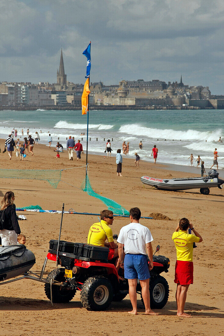 Quad For The Fire And Rescue Services' Lifeguard Monitoring Duties On The Beaches Of Saint Malo, Ille-Et-Vilaine (35), France