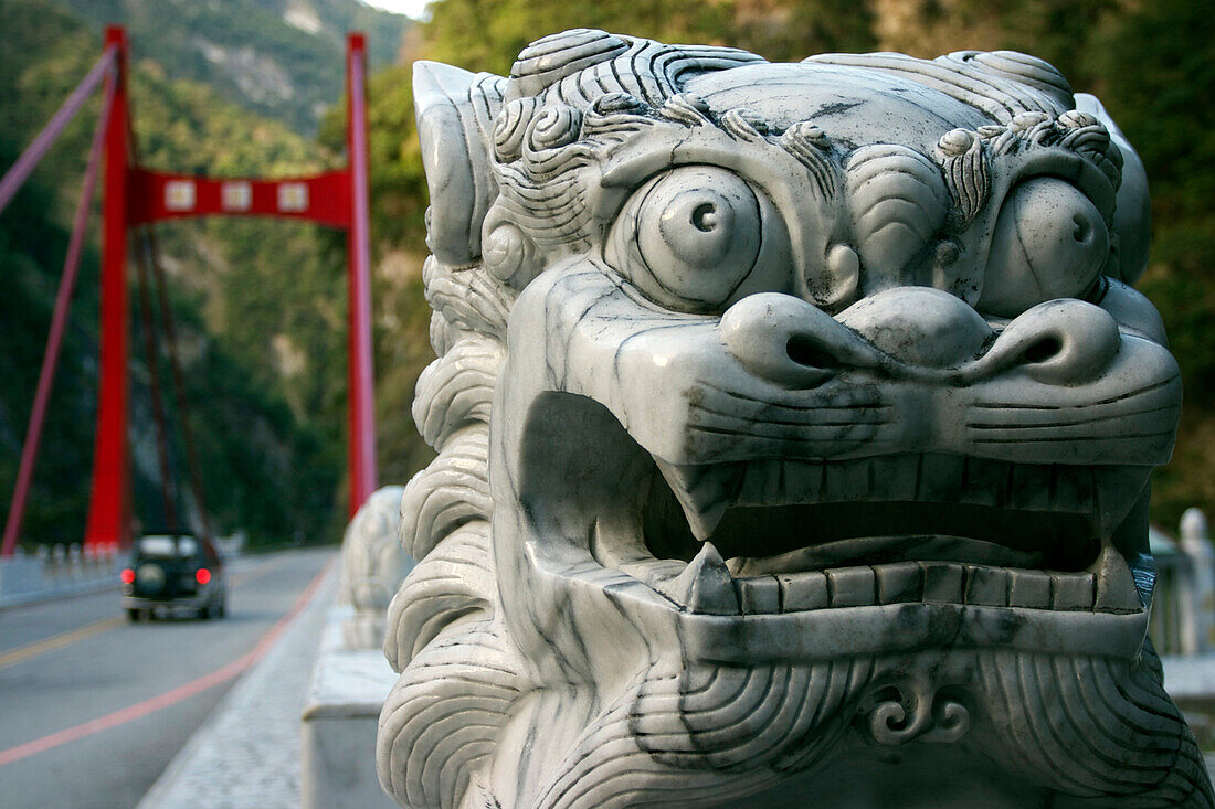 Dragon Guarding The Entrance To A Bridge In The Gorges Of Taroko, Taiwan