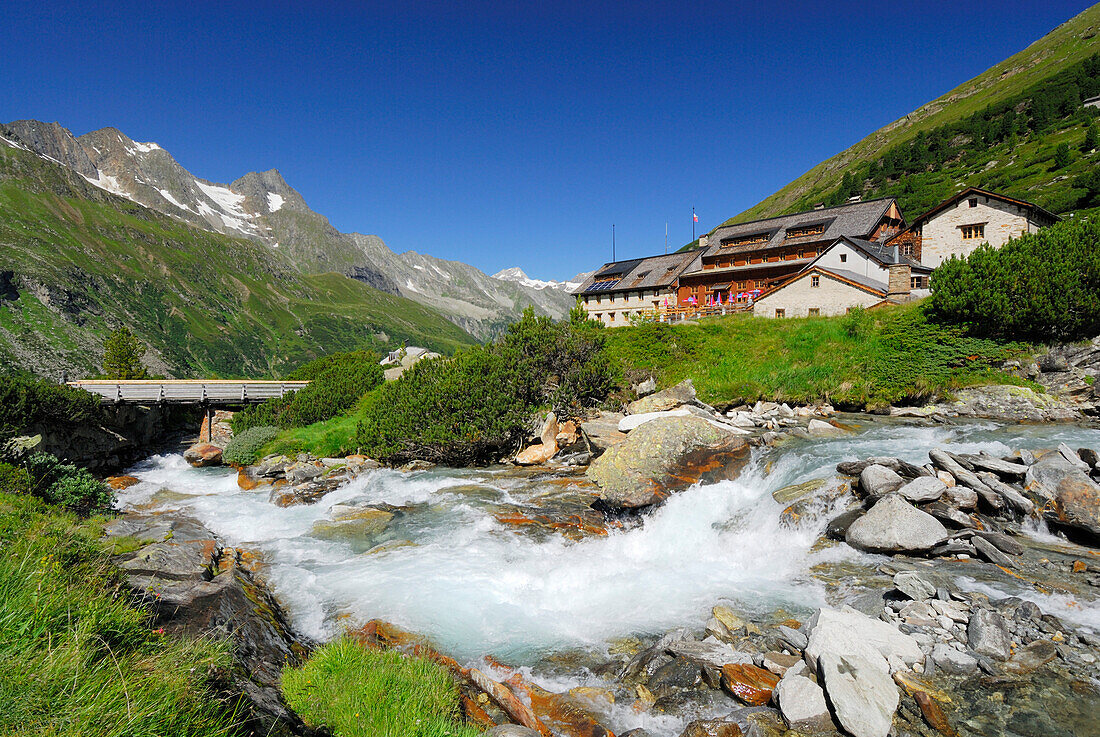 Stream Zemmbach near hut Berliner Huette, Zillertal, Zillertal Alps, Tyrol, Austria