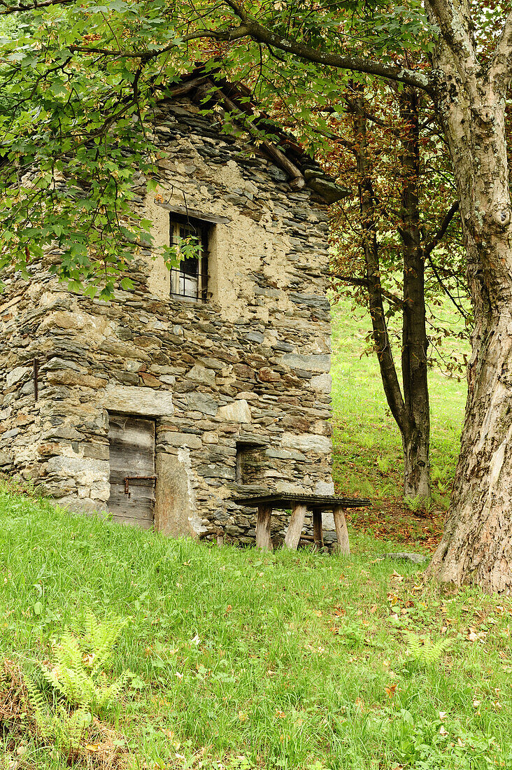 Old alpine hut, Monti Lariani, Lake Como, Lombardy, Italy