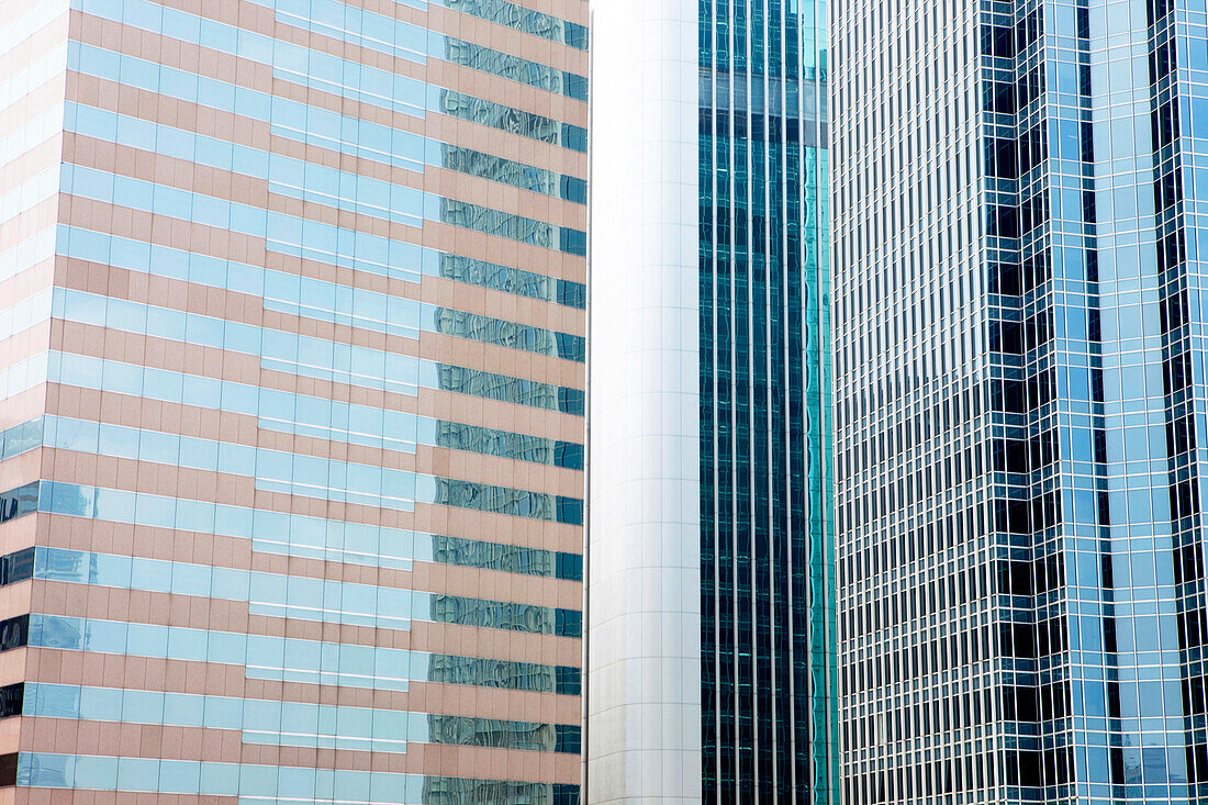 Mirrored facades of office buildings in the financal district, Hong Kong, China