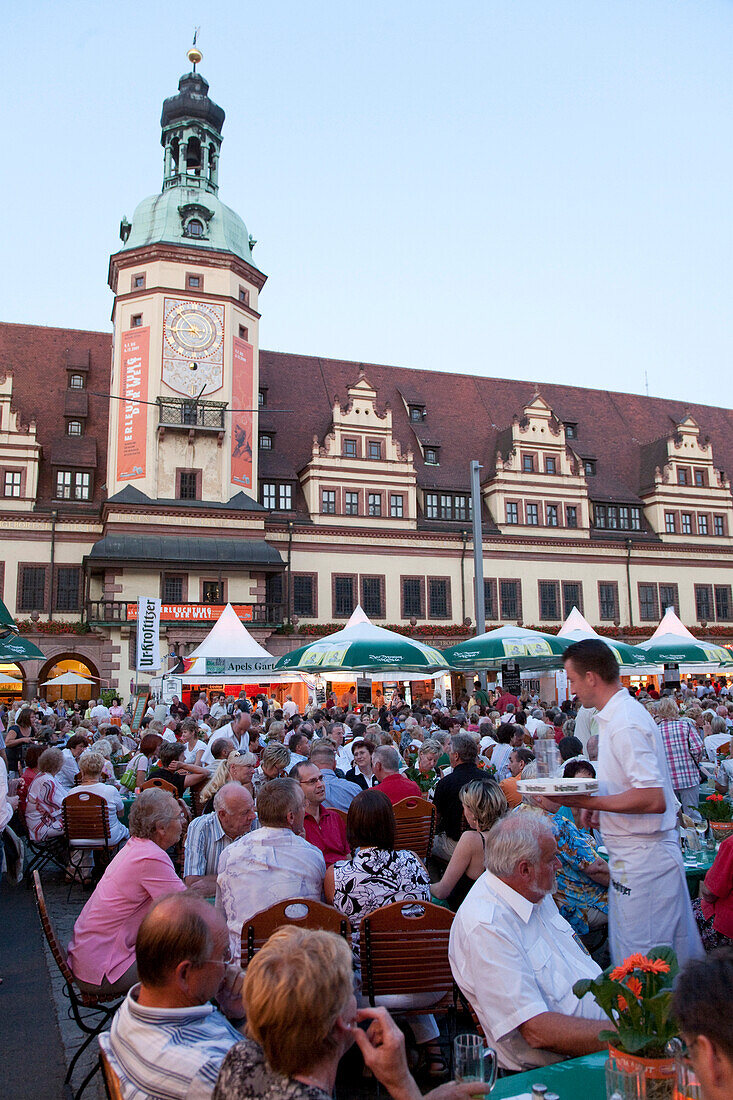 Event on market square, Old Town Hall, Leipzig, Saxony, Germany