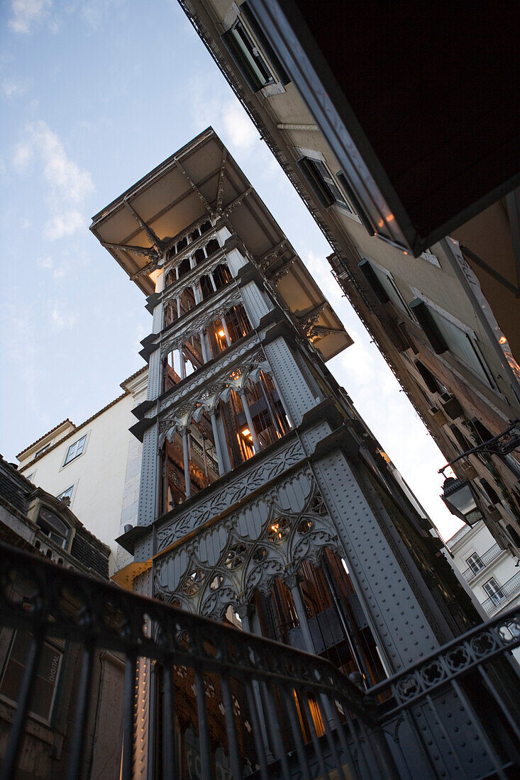 Rua de Santa Justa Fahrstuhl zur Oberstadt, Baixa, Lissabon, Portugal, Europa