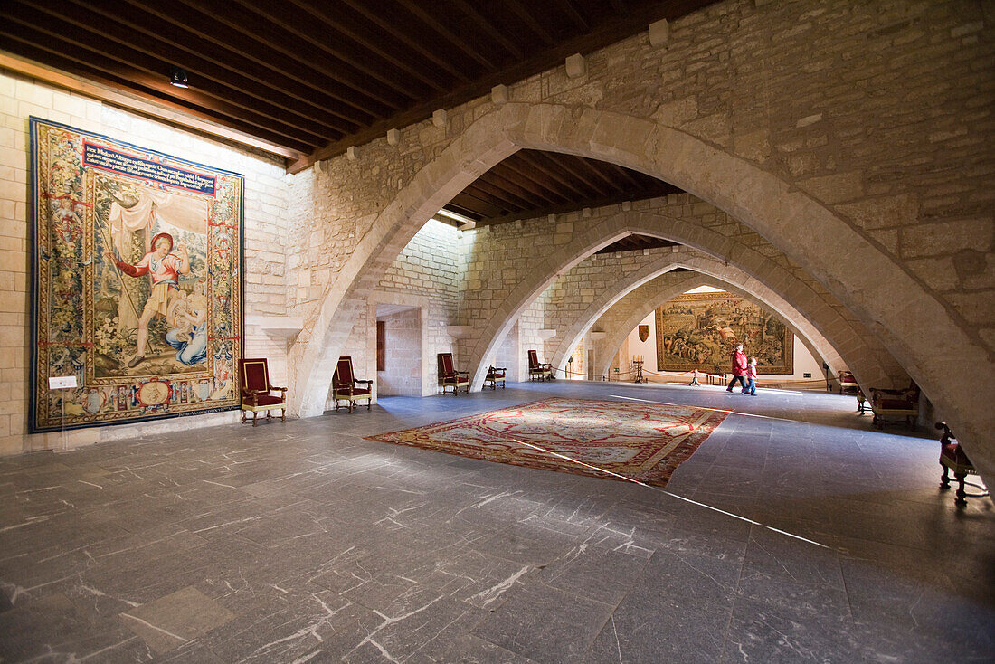 The Main Hall in the Royal Palace of Almudaina, Palma, Mallorca, Balearic Islands, Spain, Europe