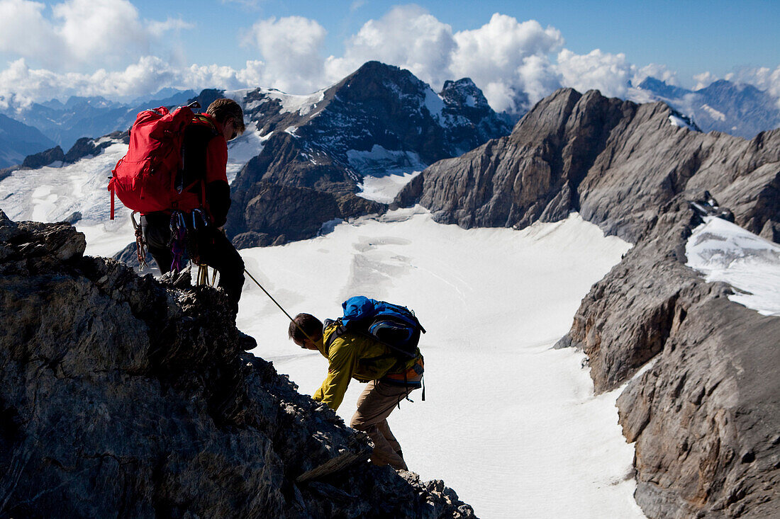 Climbers descenting, Clariden, Canton of Uri, Switzerland