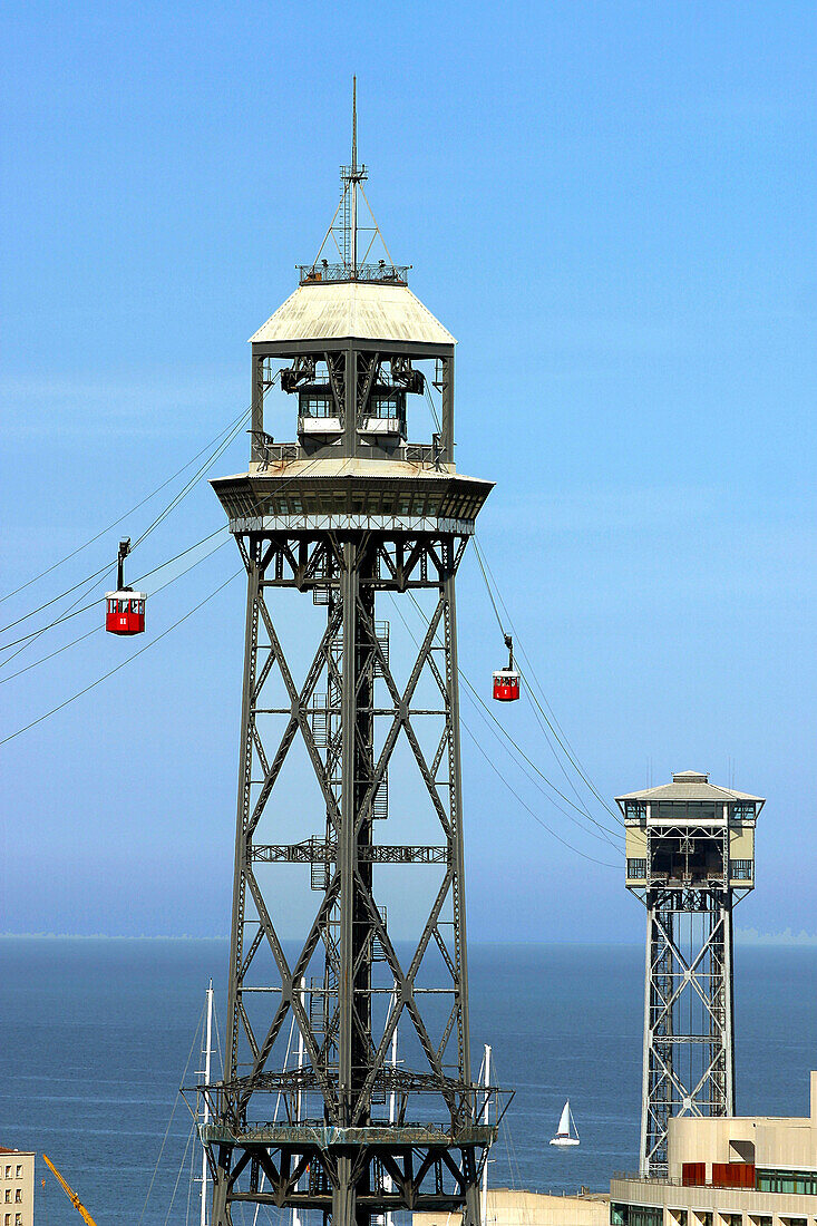 Cable Cars, Port Of Barcelona, Spain, Europe