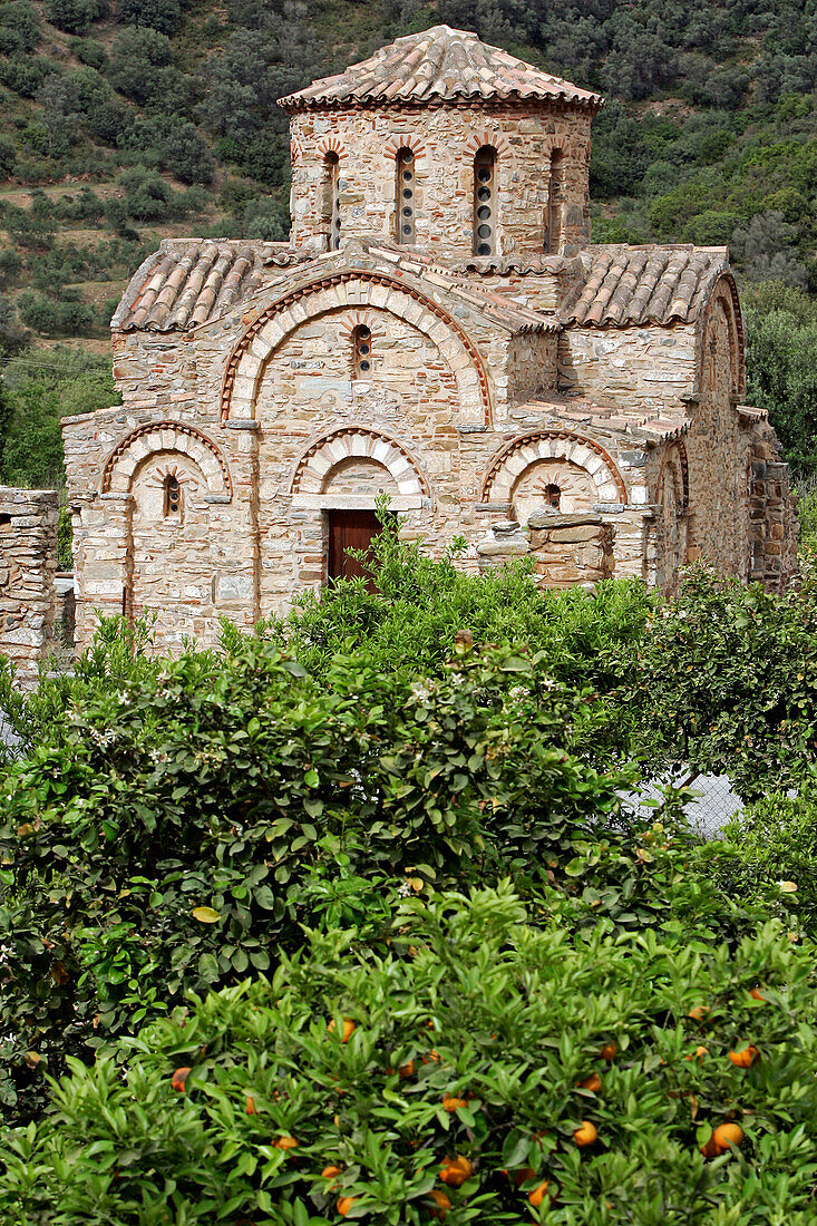 Byzantine Chapel, Church Of Panagia De Lumbinies In An Orange Grove, Fodele, Crete, Greece