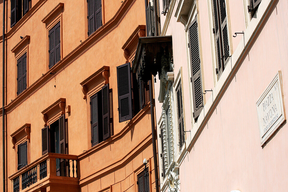 Building Facade, Piazza Navona, Rome, Italy