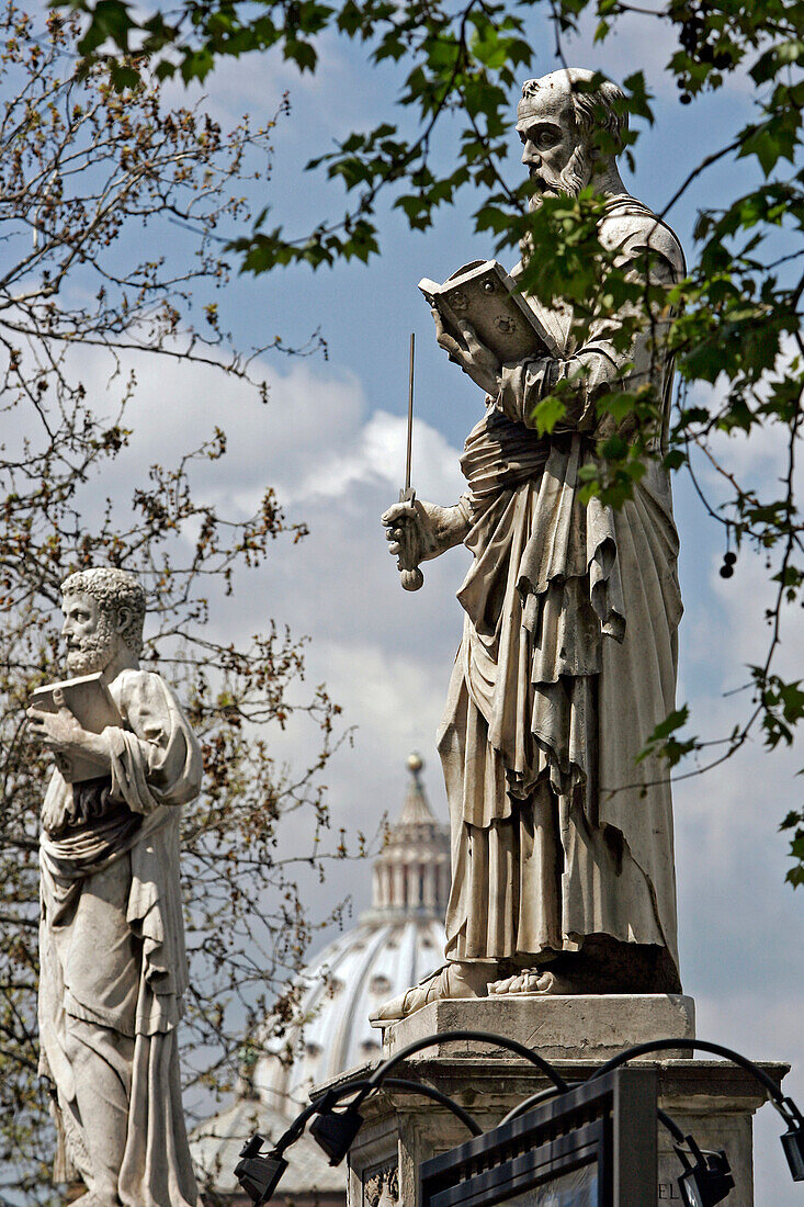 Statue On The Banks Of The Tiber Near The Vatican, Rome, Italy