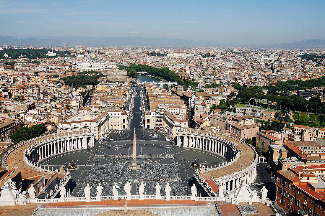 Piazza San Pietro, Saint Peter'S Square Seen From The Basilica'S Dome, Rome