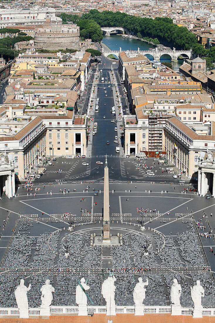 Piazza San Pietro, Saint Peter'S Square Seen From The Basilica'S Dome, Rome