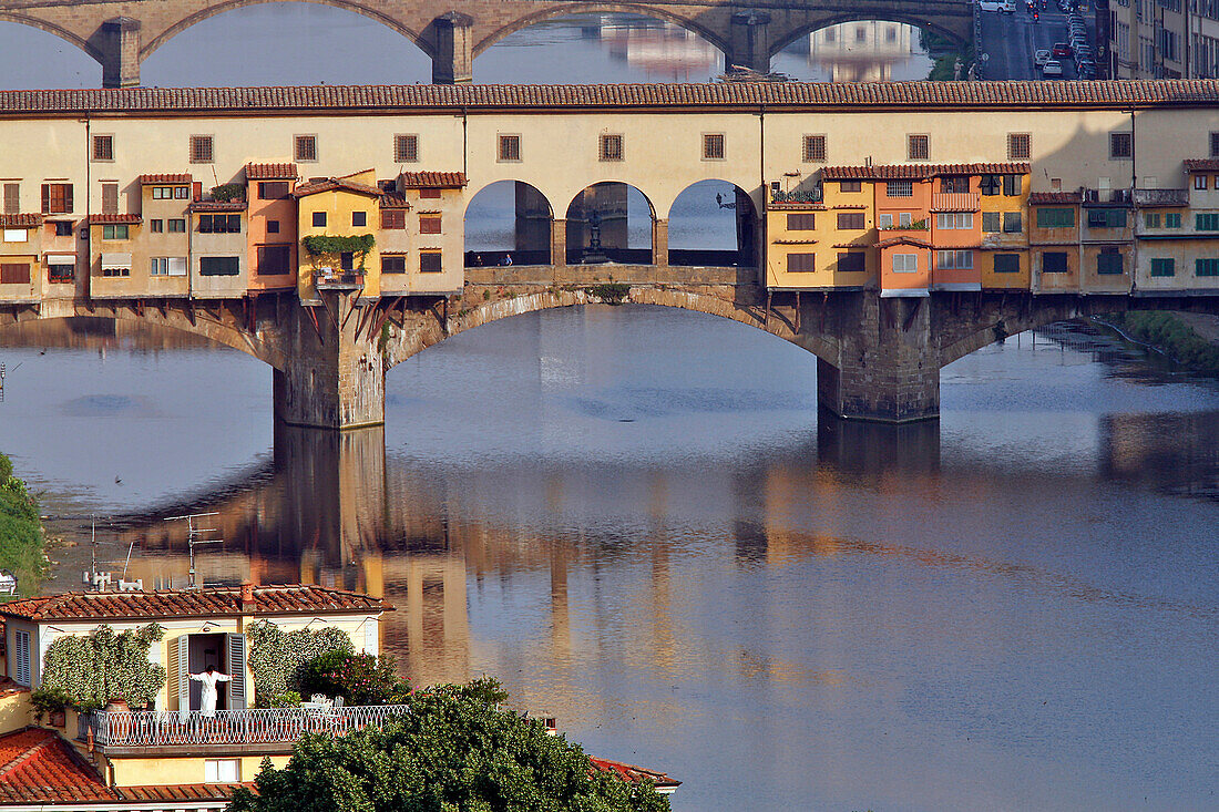 Ponte Vecchio, Oldest Bridge In Florence Over The River Arno, Tuscany, Italy