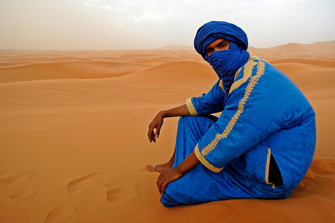 Young Berber In Traditional Dress In The Sahara Desert In Morocco, Africa