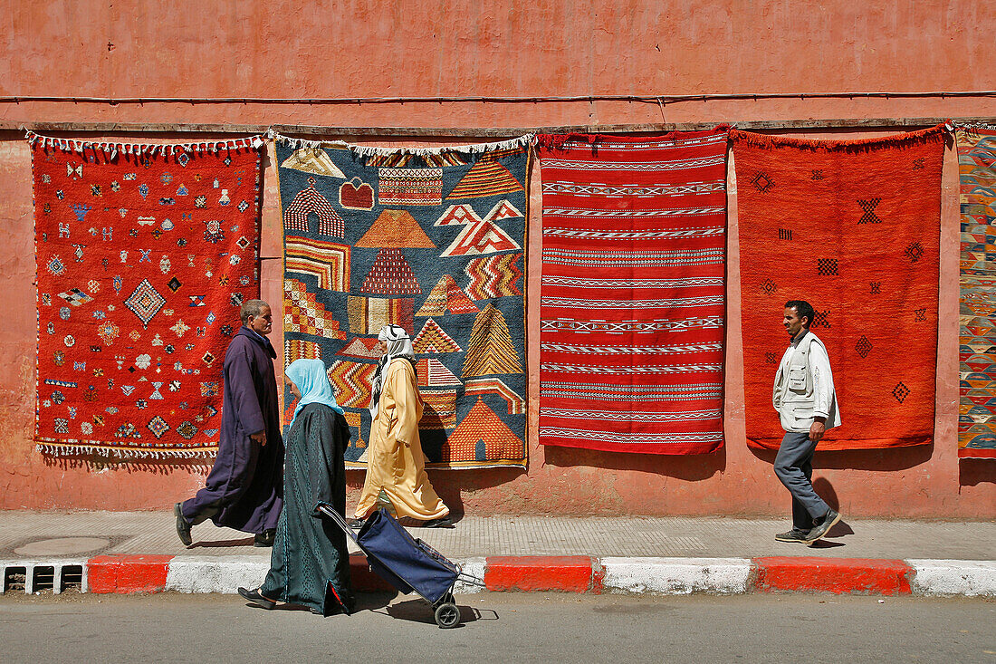 Rug Seller, Street Scene, Marrakech, Morocco, Maghrib, North Africa