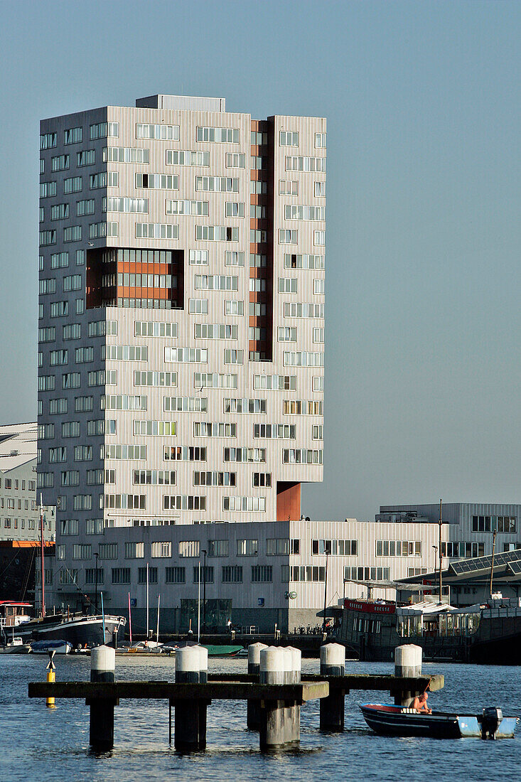 Modern Building 'The Whale', Seen From Java And Knsm Eiland, Amsterdam, Netherlands