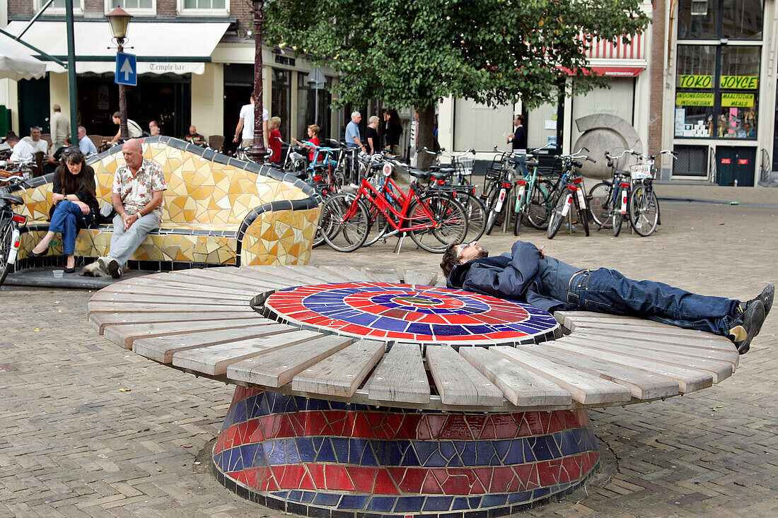 Public Benches On The Nieuwmarkt Square, Amsterdam, Netherlands