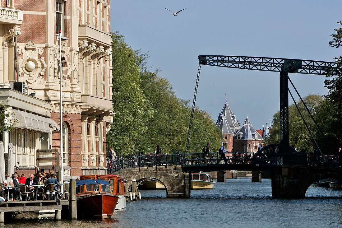 Raised Bridge Over The Staalstraat And Kloveniersburgwal Canal, Amsterdam, Netherlands