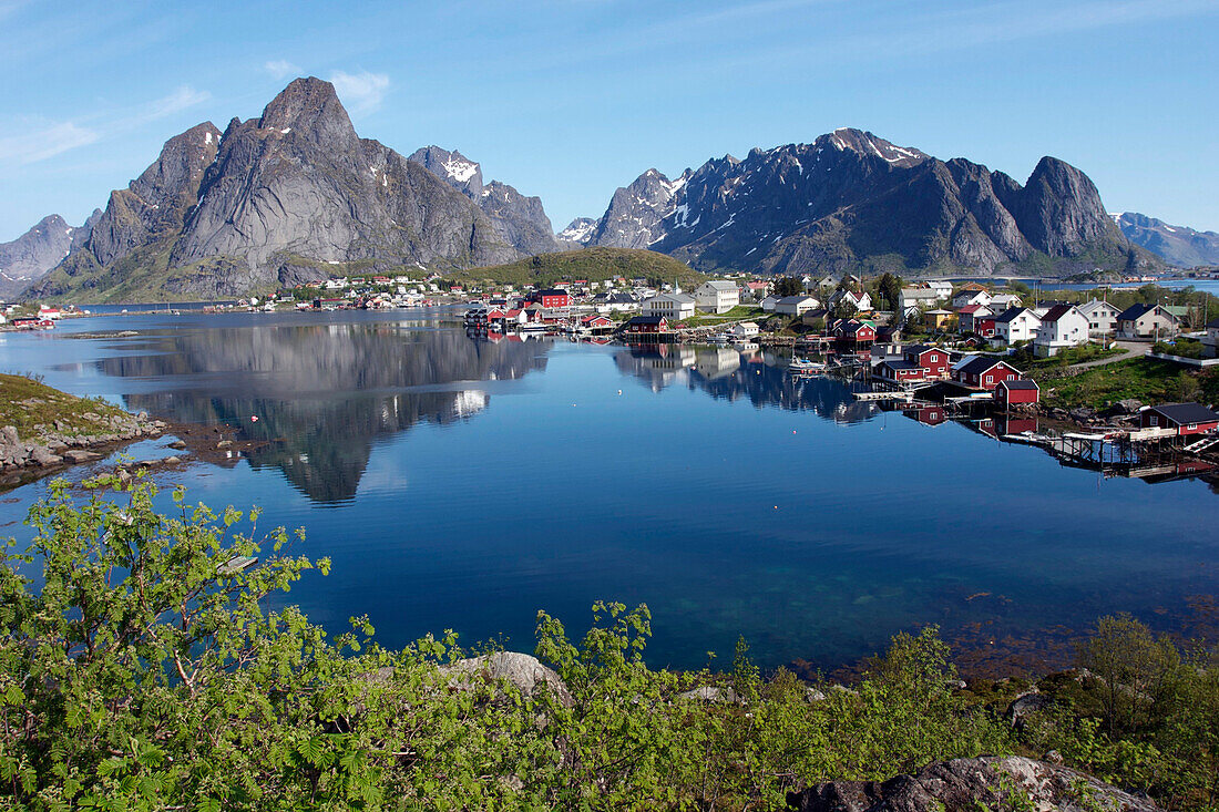 View Of The Village Of Reine, The Reine Fjord, Flakstadoy Island, Lofoten Archipelago, Norway