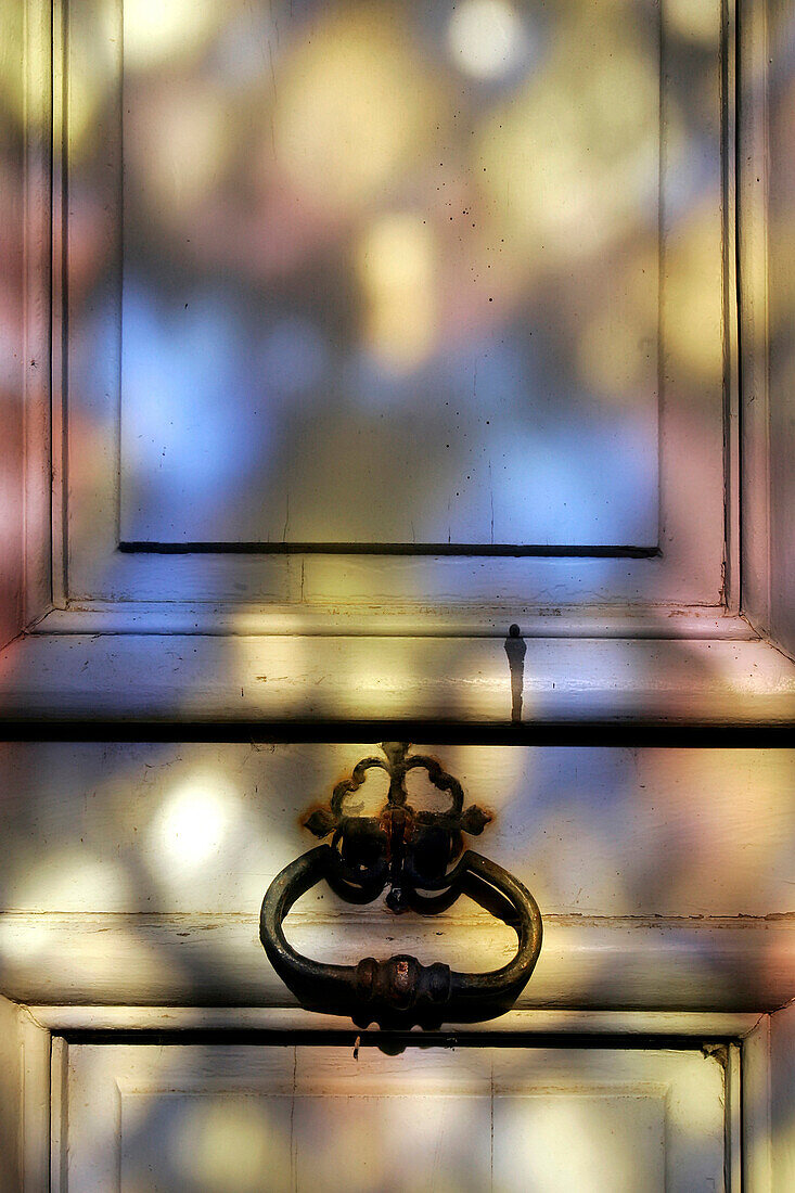 Reflections Of Colourful Light On A Door, Fort La Latte (22), France