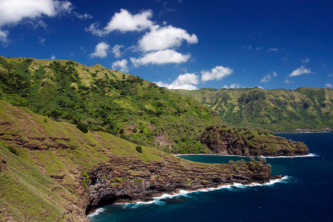 Jagged Coast On The Eastern Slope Of The Island Of Hiva Oa, Marquesas Islands, French Polynesia