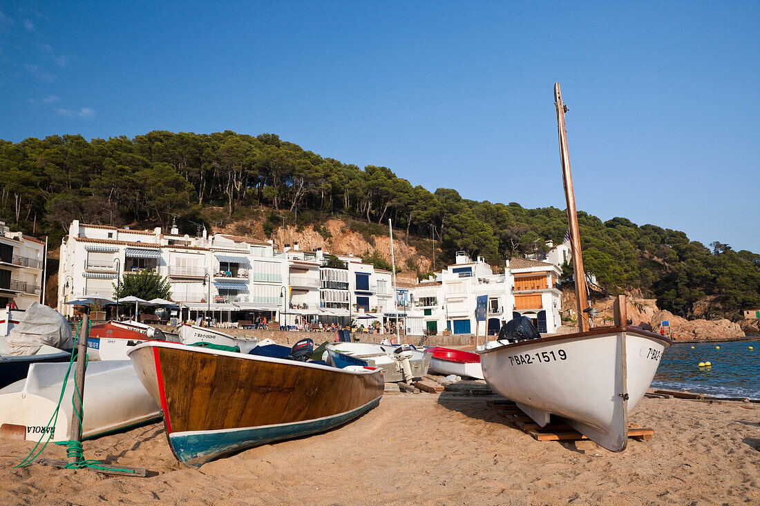 Fishing Boats at Tamariu Beach, Costa Brava, Mediterranean Sea, Spain
