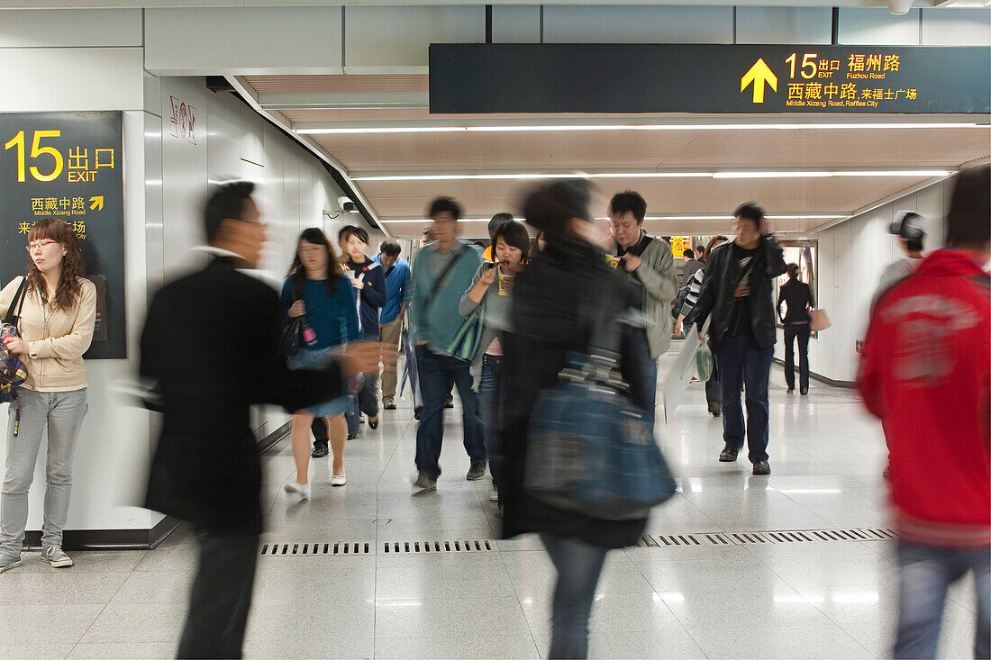 People at the subway station, Nanjing Road, Shanghai, China, Asia