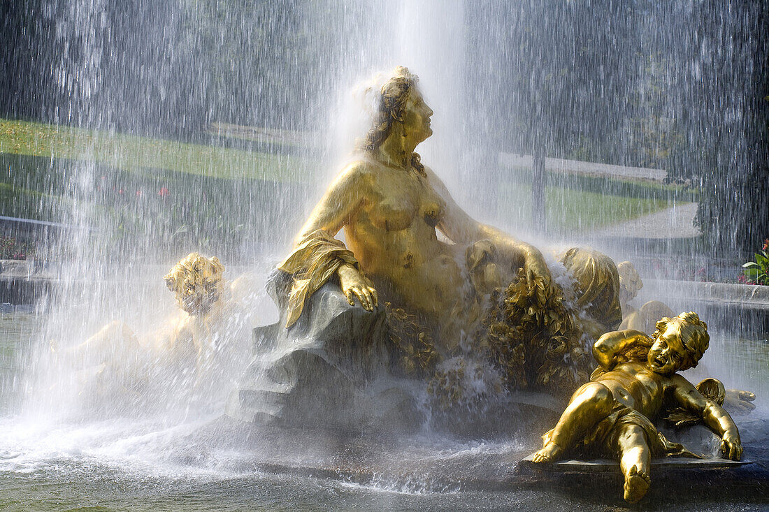 Springbrunnen in Schloss Linderhof, Ettal, bei Oberammergau, Bayern, Deutschland, Europa