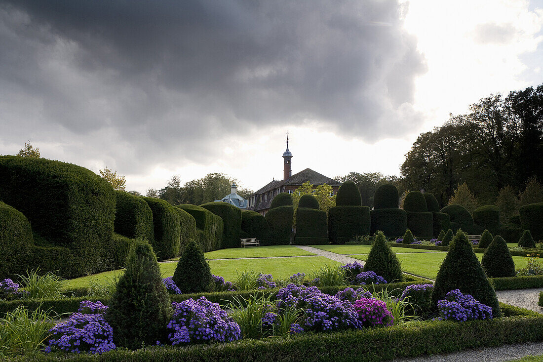 Ornamental garden at Clemenswerth palace, Sögel, Lower Saxony, Germany, Europe