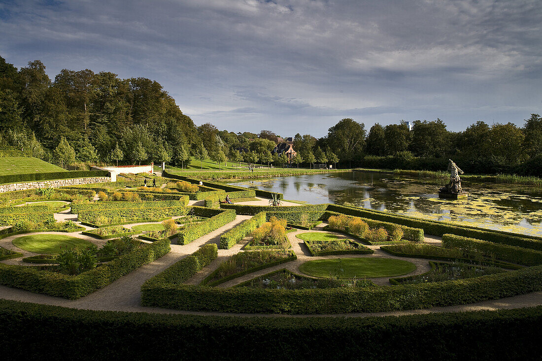 Barock terrace garden with lake, Neuwerkgarten, Gottorf Castle, Schleswig, Schleswig-Holstein, Germany, Europe