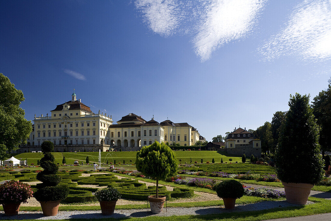 Ludwigsburg palace with garden, Ludwigsburg, Baden-Württemberg, Germany, Europe