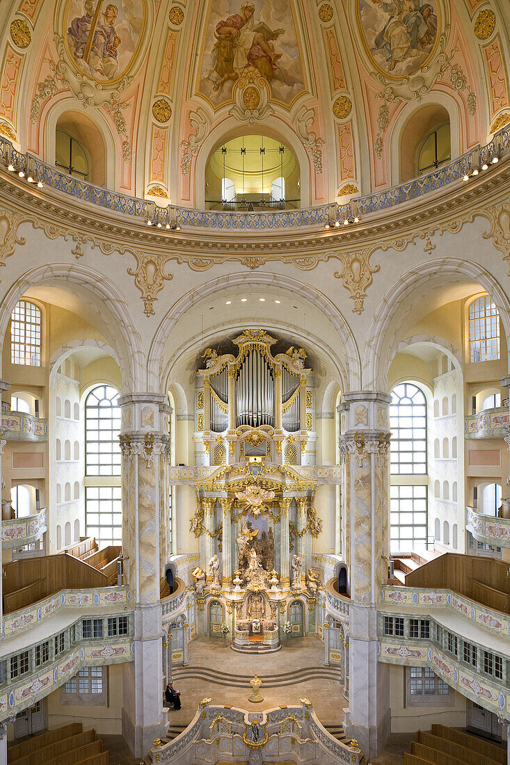 Innenansicht von der Dresdner Frauenkirche, Dresden, Sachsen, Deutschland, Europa