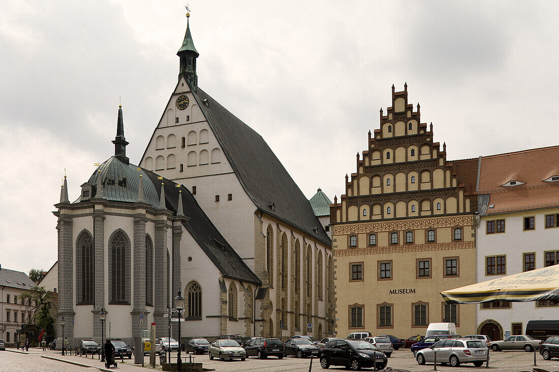 Cathedral St. Marien seen from the Untermarkt, Freiberg, Saxony, Germany, Europe