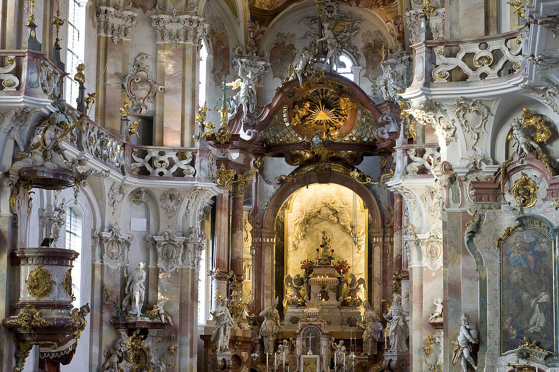 Wallfahrtskirche Birnau, Barockkirche am Ufer des Bodensees, bei Uhldingen-Mühlhofen, Baden-Württemberg, Deutschland, Europa