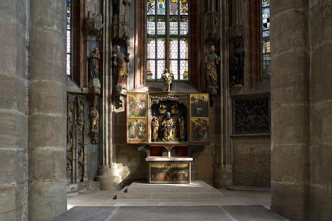 Altar in St. Sebaldus church, Sebalduskirche in Nuremberg, Nuremberg, Bavaria, Germany, Europe