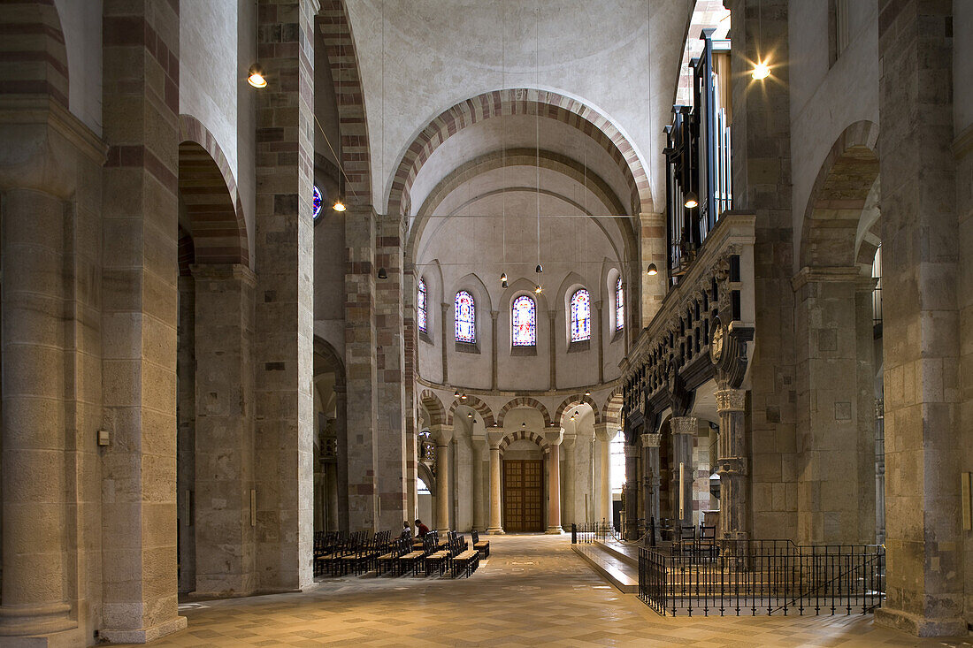 Interior view of the church of St. Maria in Kapitol, Cologne, North Rhine Westphalia, Germany, Europe