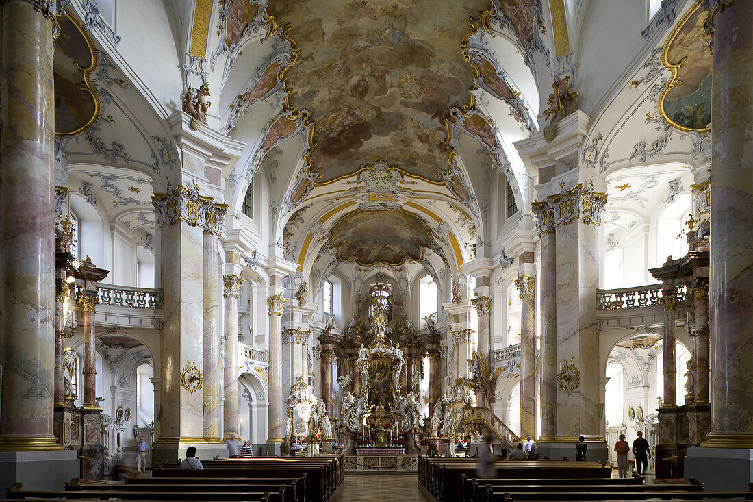 Altar in the pilgrimage church of the Fourteen Holy Saints, Wallfahrtskirche Vierzehnheiligen near Bad Staffelstein, Oberfranken, Bavaria, Germany, Europe