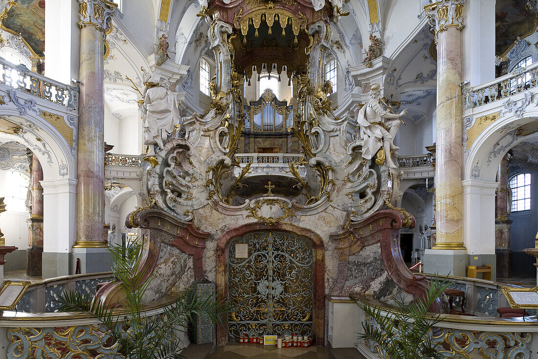 Altar in the pilgrimage church of the Fourteen Holy Saints, Wallfahrtskirche Vierzehnheiligen near Bad Staffelstein, Oberfranken, Bavaria, Germany, Europe