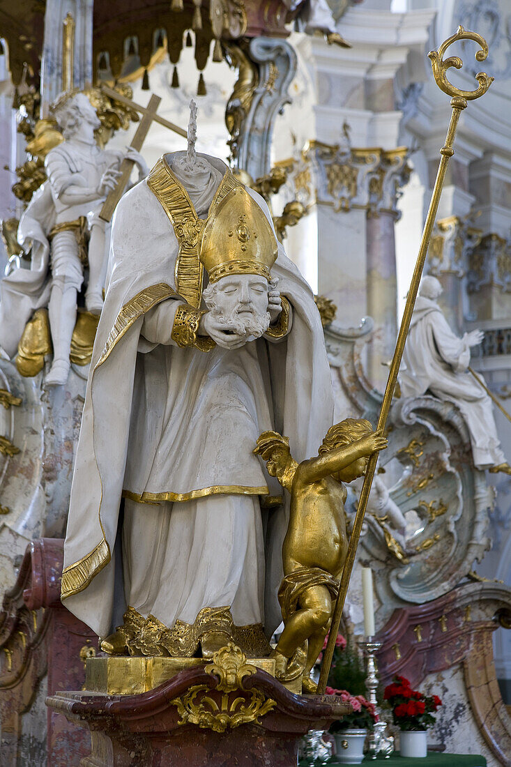 Detail des Gnadenaltar in der Wallfahrtskirche Vierzehnheiligen bei Bad Staffelstein, Oberfranken, Bayern, Deutschland, Europa