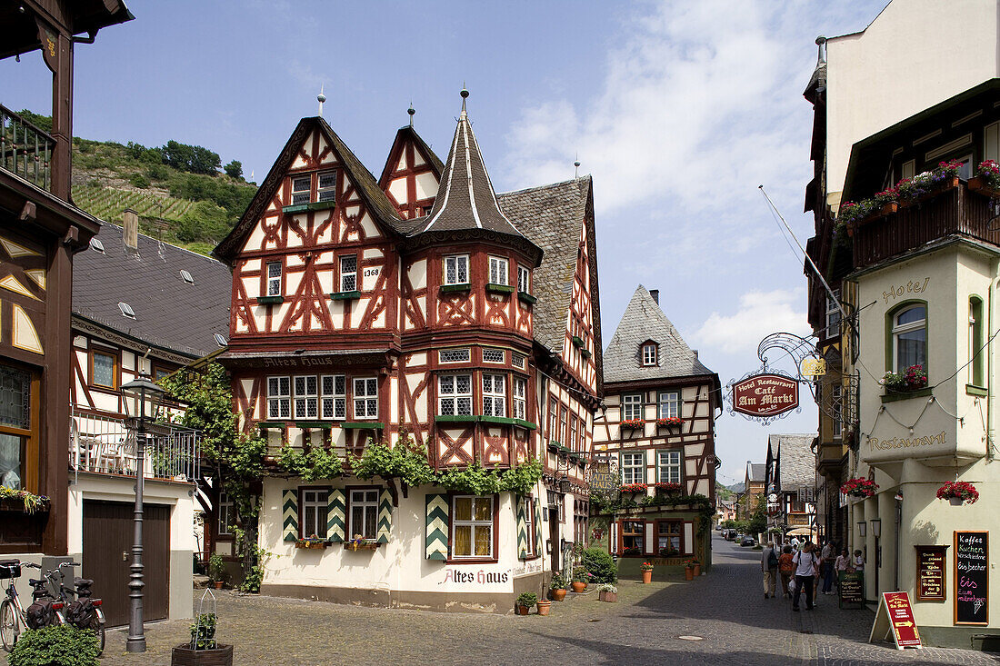 The Altes Haus inn in Bacharach on the river Rhine, Rhineland-Palatinate, Germany, Europe