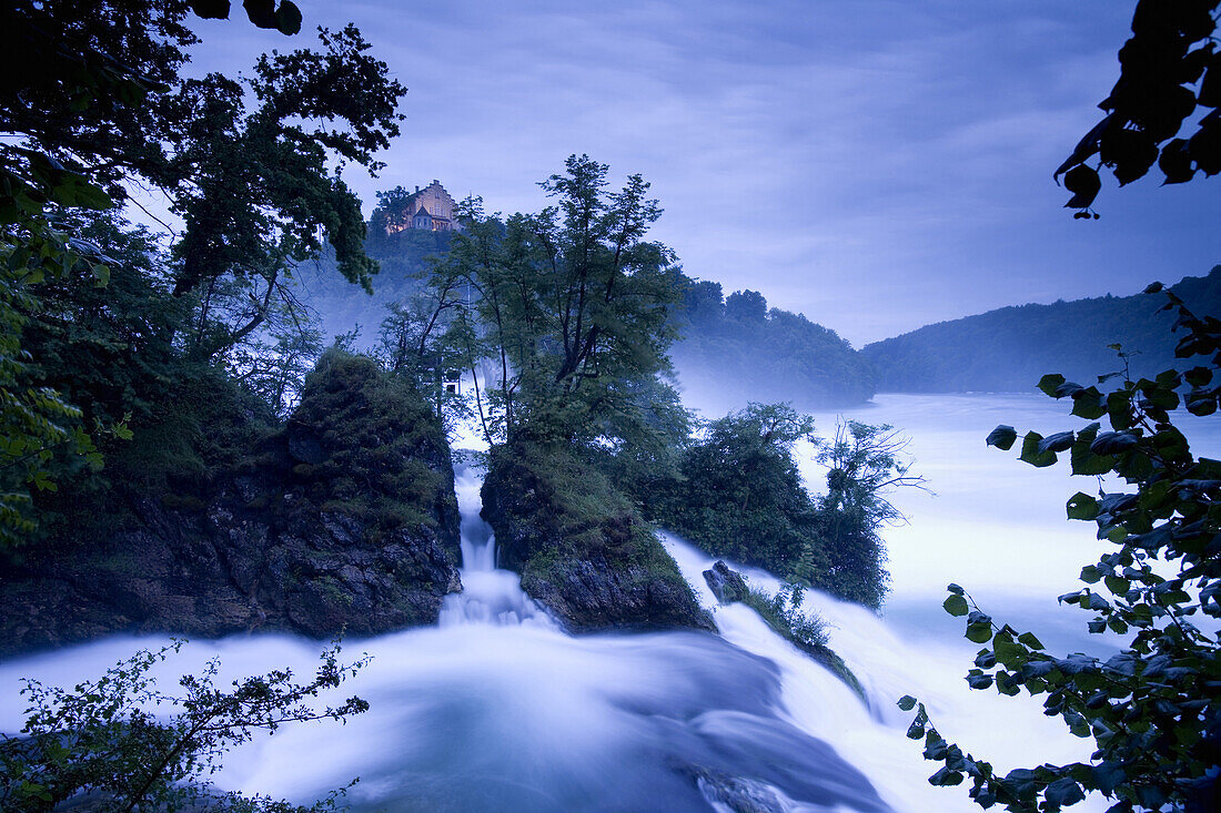 Rhine Falls near Schaffhausen, the Rhine Falls and the castle Laufen, Canton Zurich, Switzerland, Europe